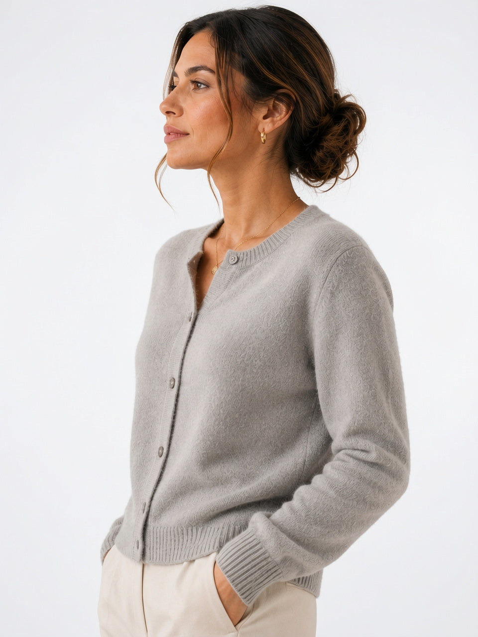 Femme Gilet Cardigan Manches Longues Boutons Maille - 2