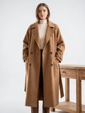Femme Manteau Long Laine Ceinture Double Boutonnage - 1