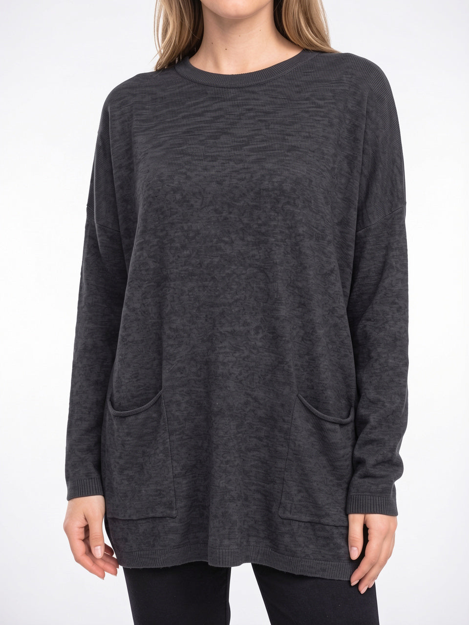Femme Pull Tunique Maille Côtelé Poches Oversize Hiver - 3