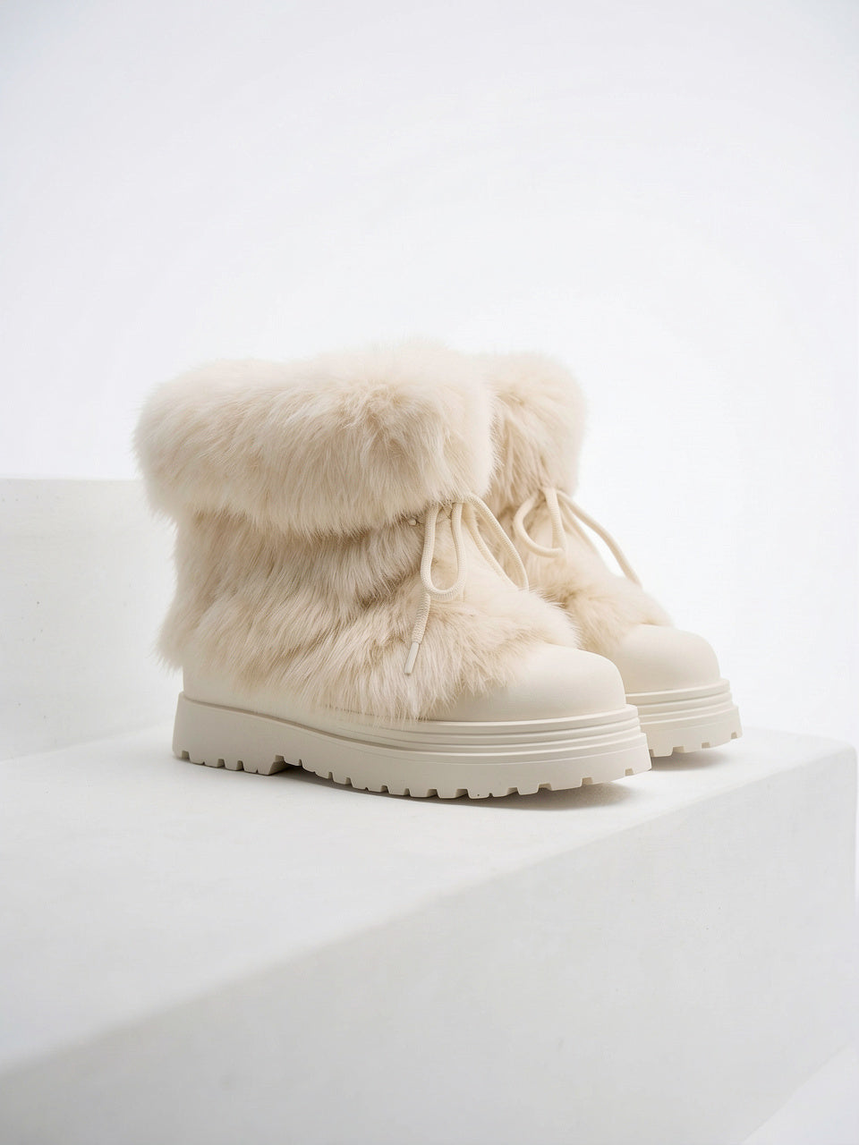 Fourrure Bottes Après-Ski Lacets Plateforme Femme - 11