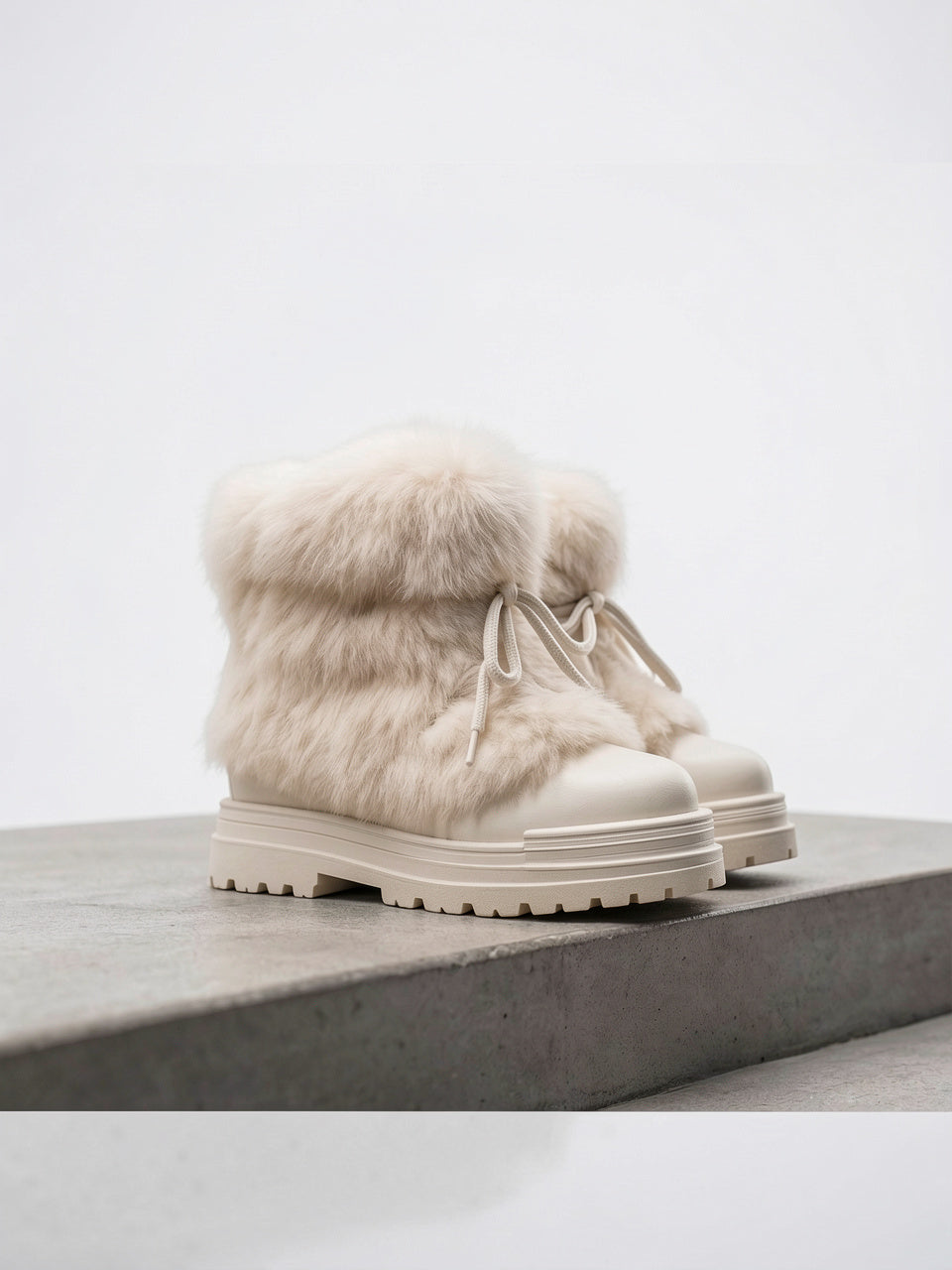 Fourrure Bottes Après-Ski Lacets Plateforme Femme - 12