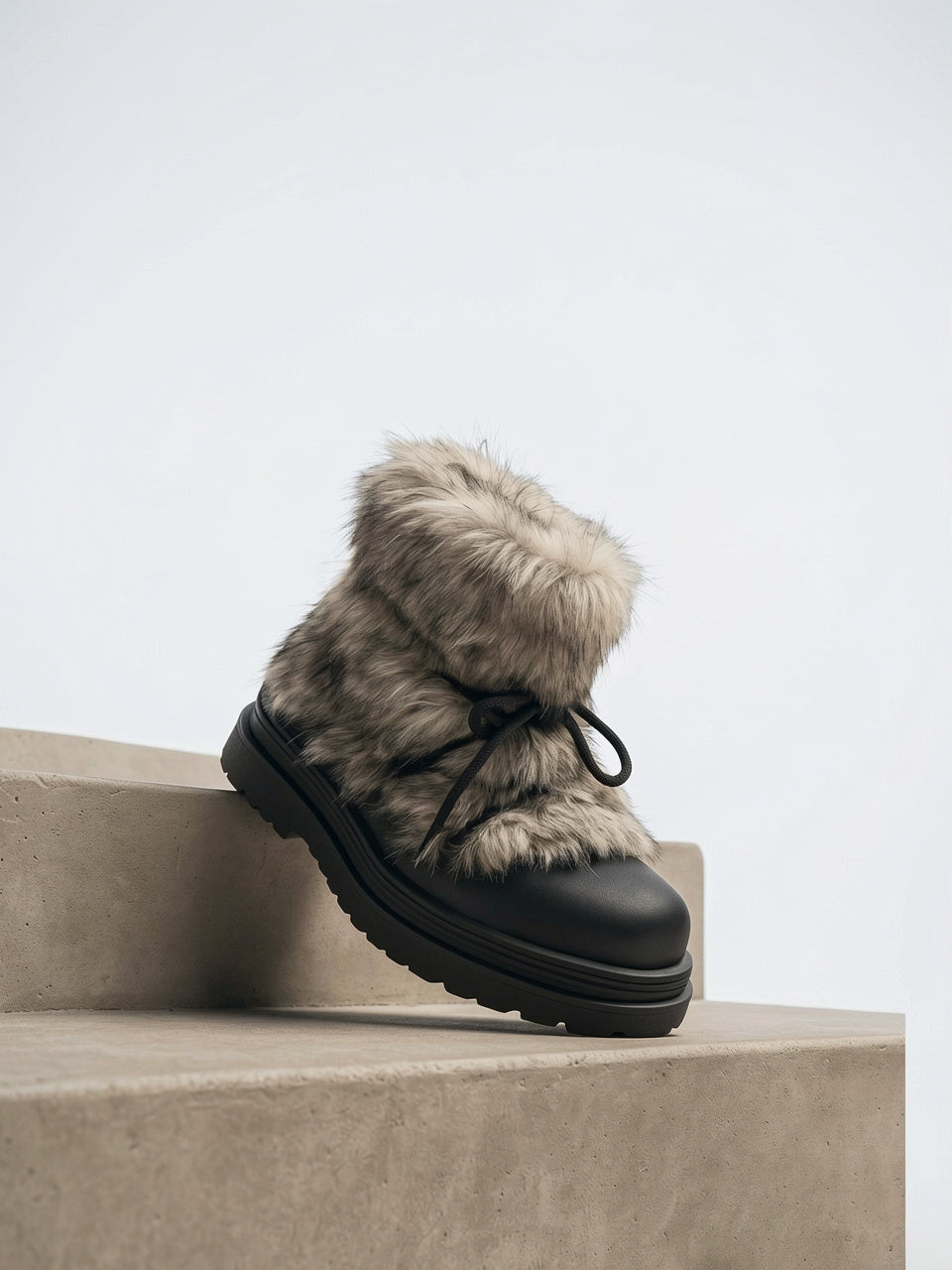 Fourrure Bottes Après-Ski Lacets Plateforme Femme - 16