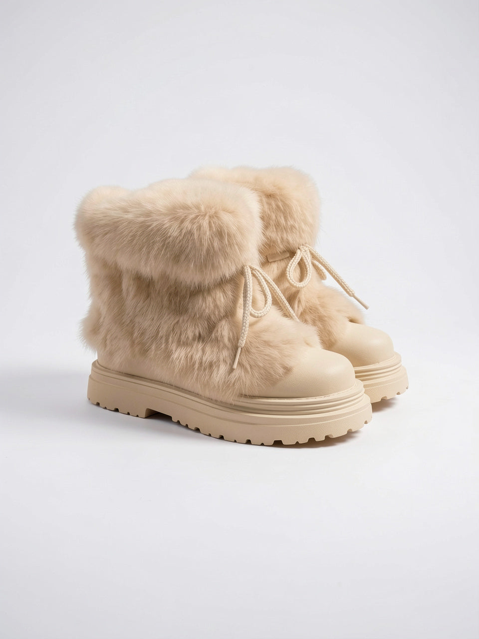 Fourrure Bottes Après-Ski Lacets Plateforme Femme - 17