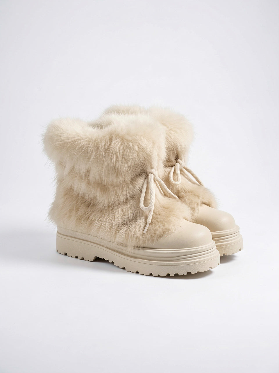 Fourrure Bottes Après-Ski Lacets Plateforme Femme - 4