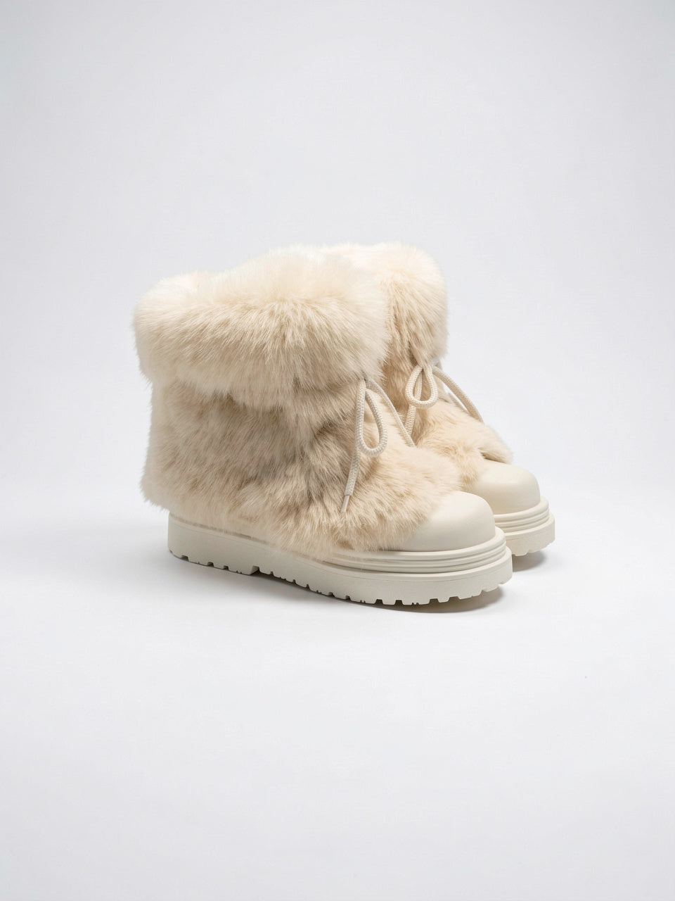 Fourrure Bottes Après-Ski Lacets Plateforme Femme - 6