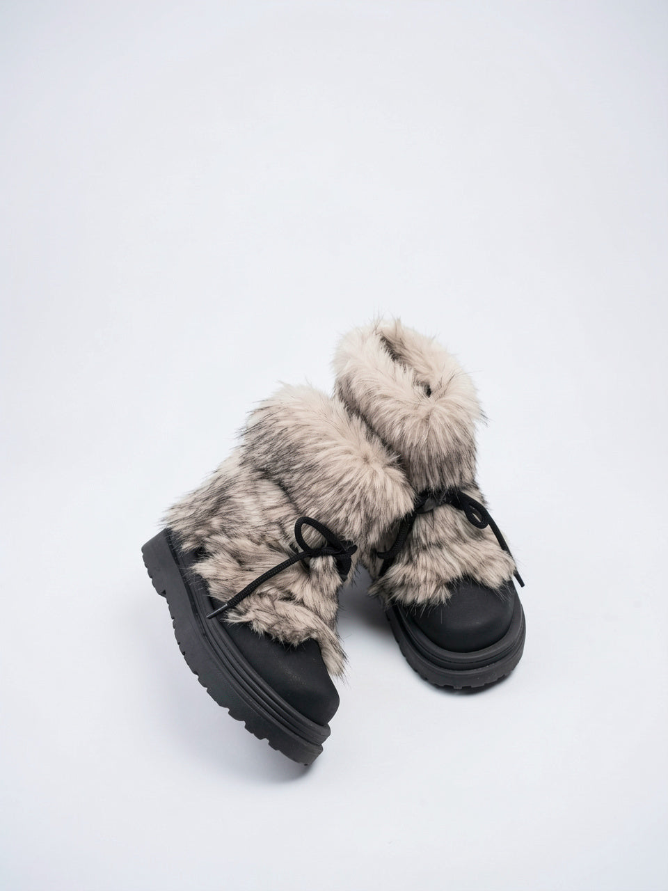 Fourrure Bottes Après-Ski Lacets Plateforme Femme - 7