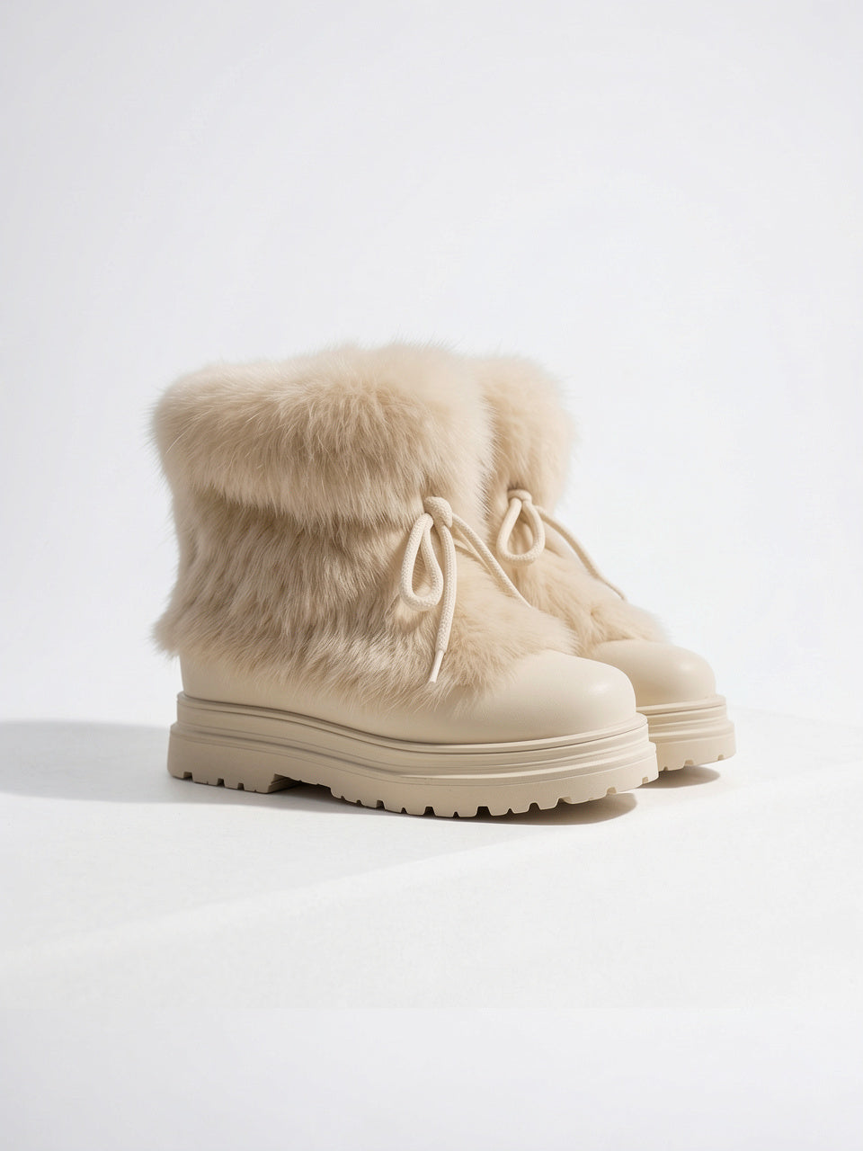 Fourrure Bottes Après-Ski Lacets Plateforme Femme - 9
