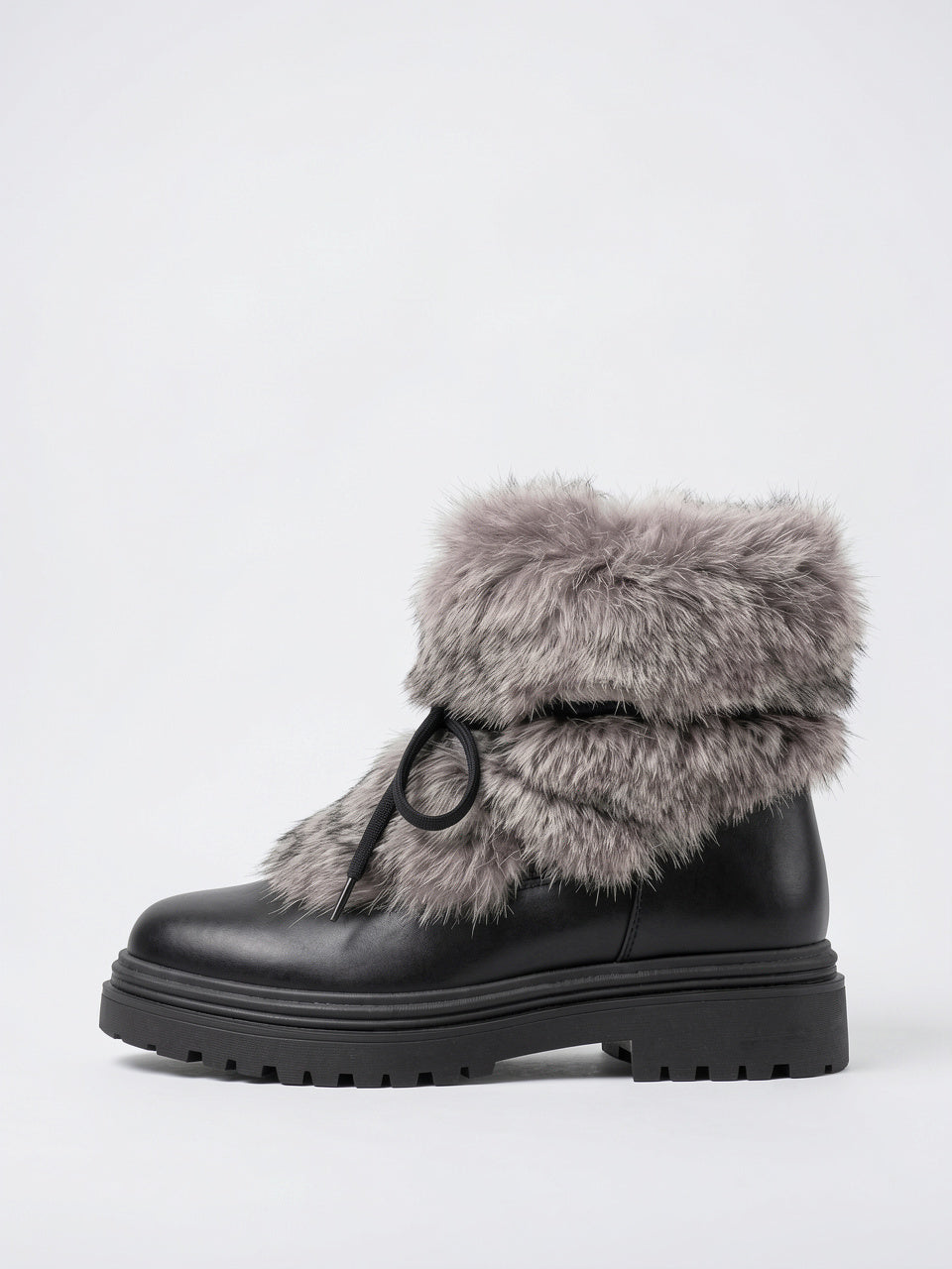 Fourrure Bottes Après-Ski Lacets Plateforme Femme - Noir EU 36 / US 5 / UK 3.5
