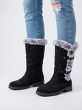 Fourrure Genou Hiver Neige Daim Femme Bottes Combat - Noir EU 36 / US 5 / UK 3.5