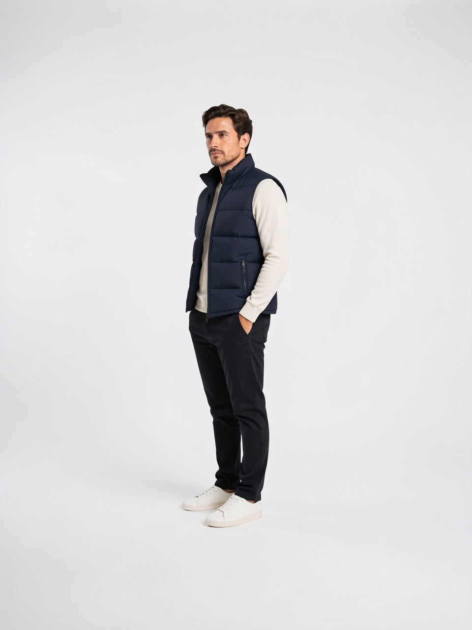 Gilet Doudoune Matelassé Léger Zippé Col Montant Homme - 2