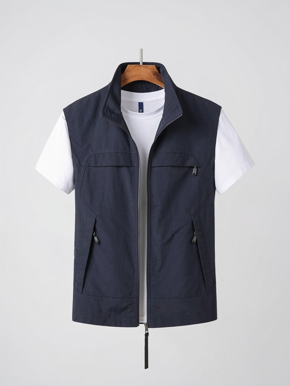 Homme Léger Utilitaire Veste Gilet Zippée Poches - Bleu Marine S