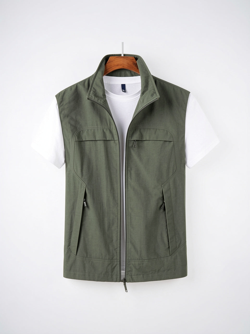 Homme Léger Utilitaire Veste Gilet Zippée Poches - Vert S