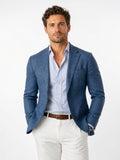 Homme Taillé Blazer Tricot Manches Longues Col V - Bleu S