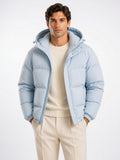 Homme Veste Doudoune Matelassée Capuche Chaude Manteau Hiver - Bleu S