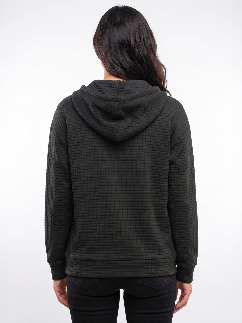 Hoodie Zippé Femme Texturé Capuche Sweat Oversize - 4