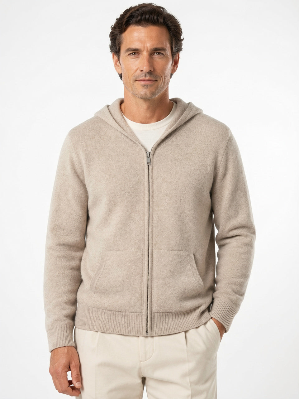 Hoodie Zippé Laine Merinos Homme Maille Léger - 5