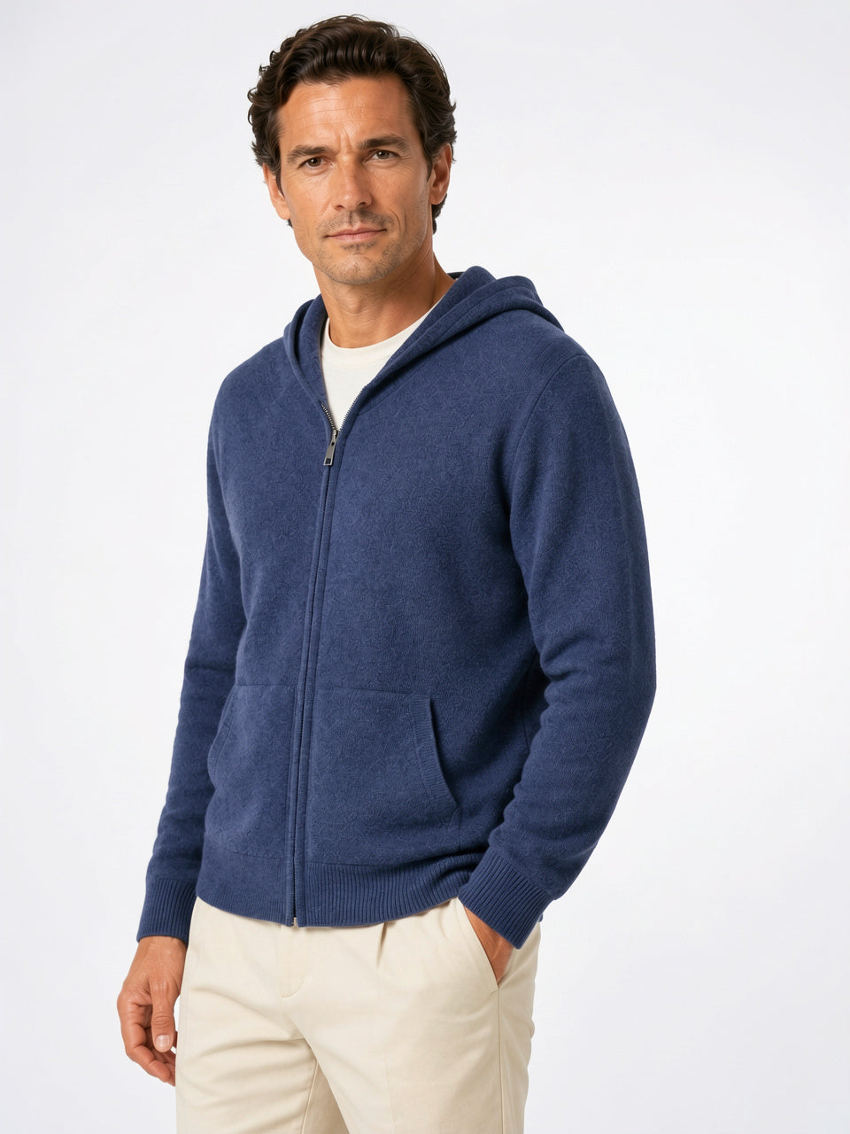 Hoodie Zippé Laine Merinos Homme Maille Léger - 6