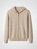 Hoodie Zippé Laine Merinos Homme Maille Léger - Beige S