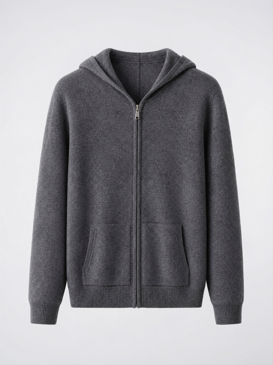 Hoodie Zippé Laine Merinos Homme Maille Léger - Gris Foncé S