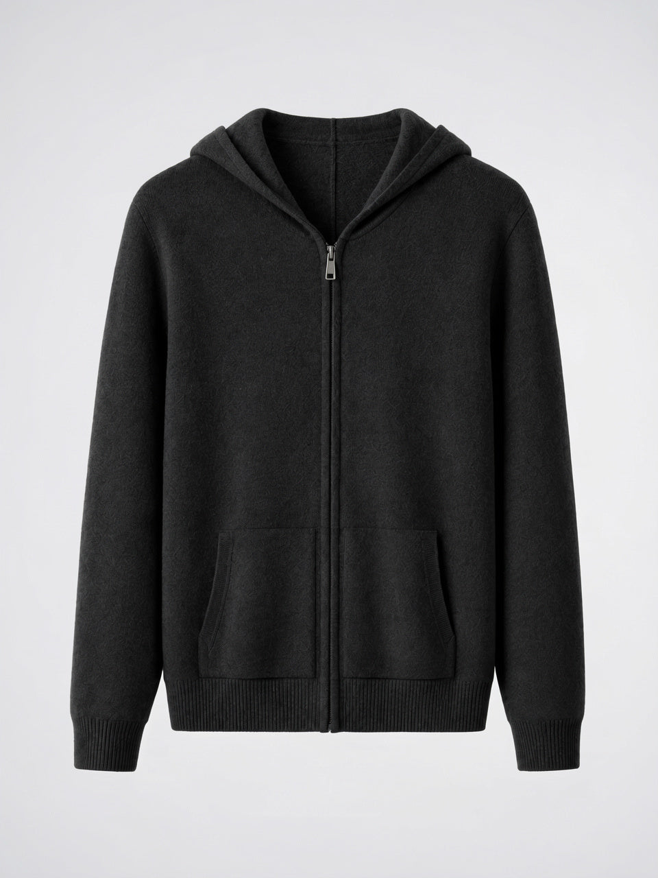 Hoodie Zippé Laine Merinos Homme Maille Léger - Noir S