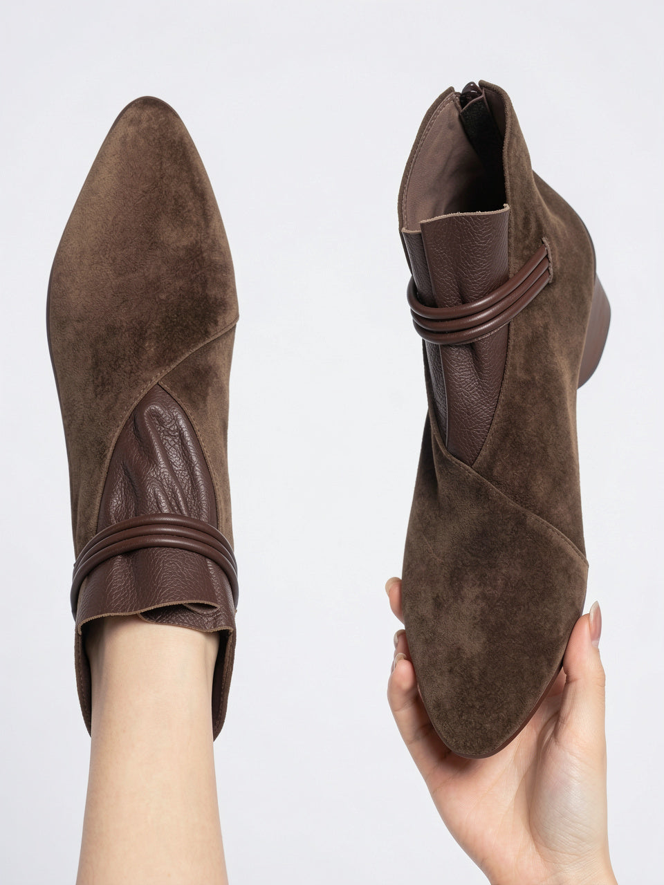 Italien Crest Bottes Daim Pointu Talon - 21
