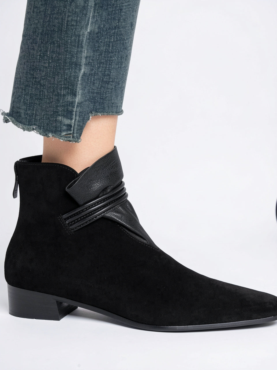 Italien Crest Bottes Daim Pointu Talon - 25