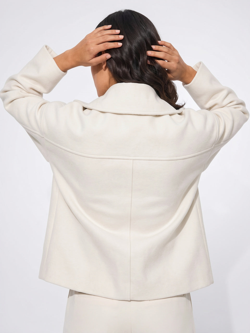 Manteau Court Femme Croisé Col Révers Hiver - 4