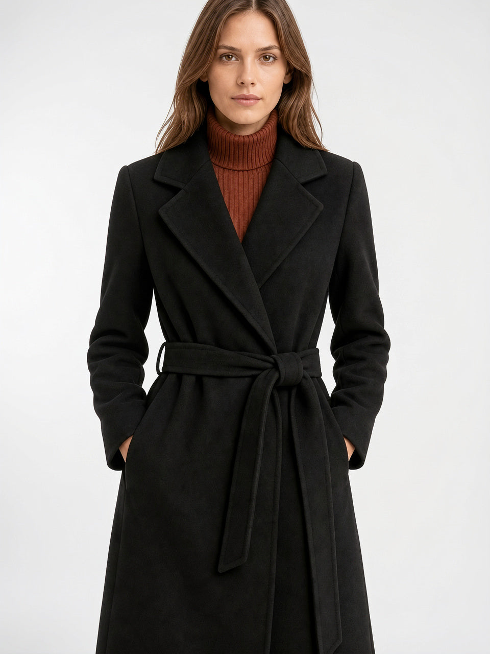 Manteau Laine Femme Ceinture Long Hiver - 12