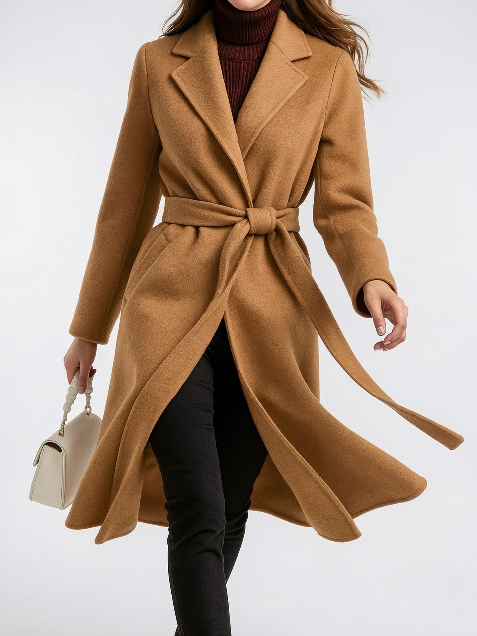 Manteau Laine Femme Ceinture Long Hiver - 13