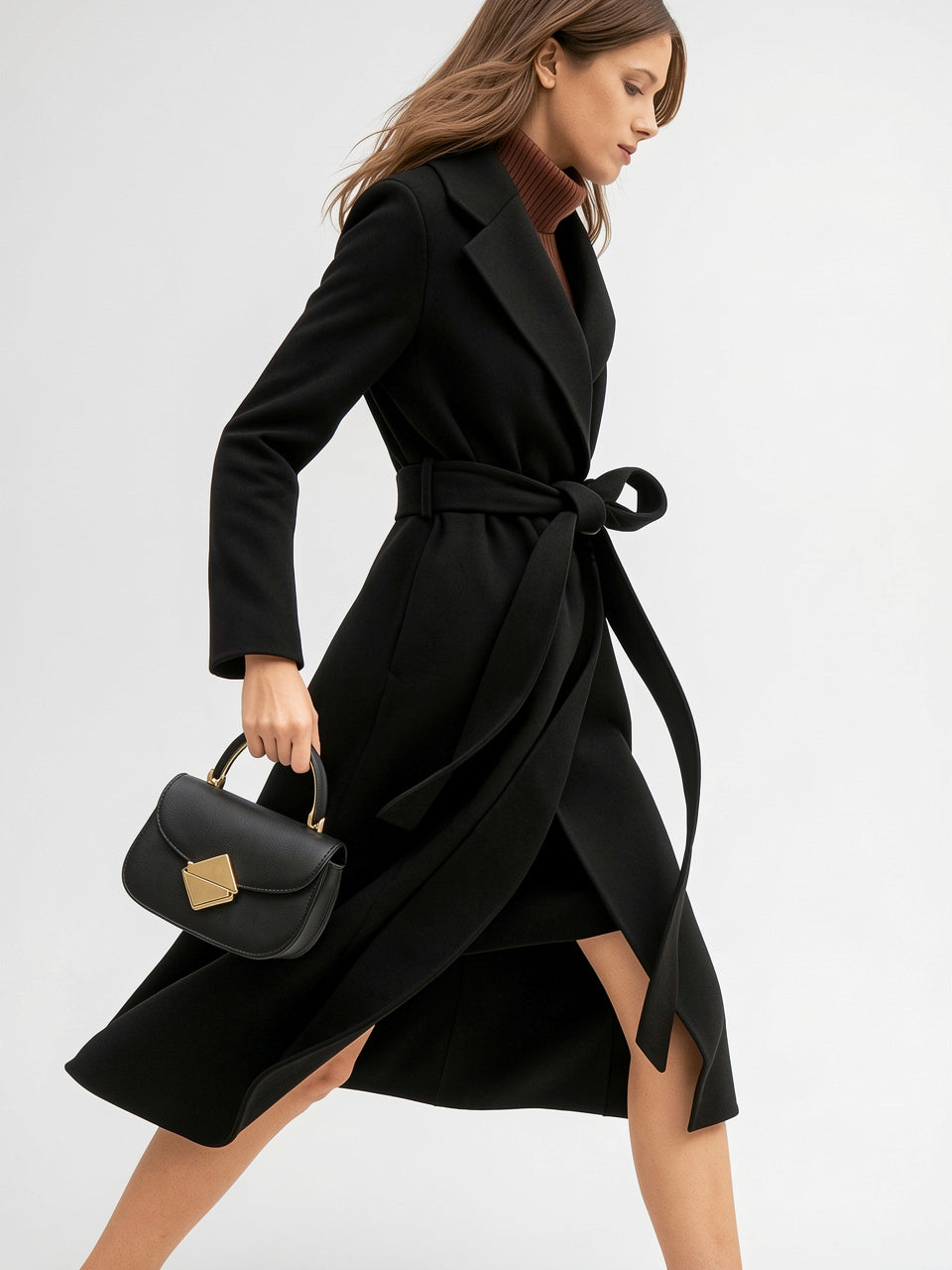 Manteau Laine Femme Ceinture Long Hiver - 22