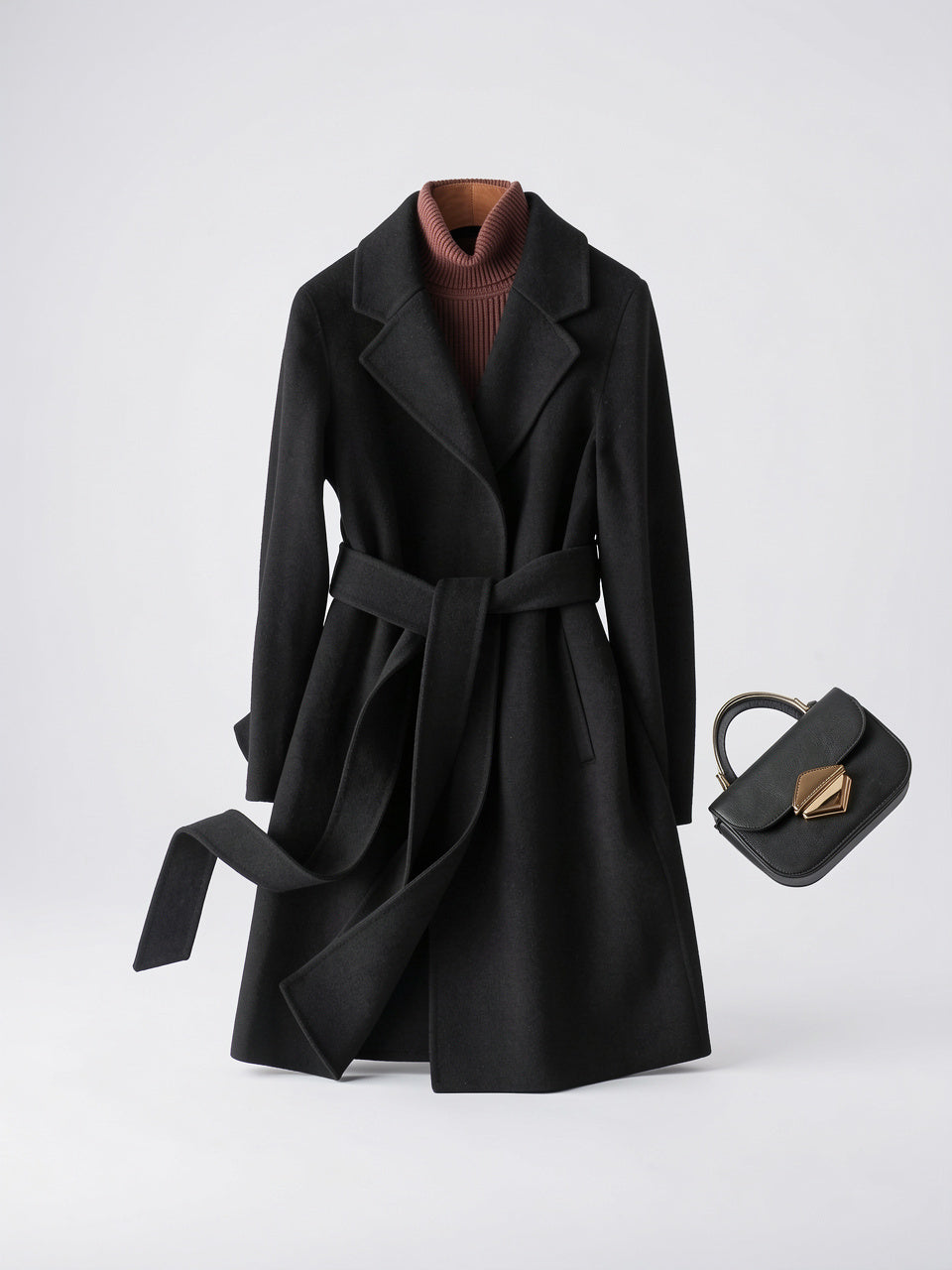 Manteau Laine Femme Ceinture Long Hiver - 23