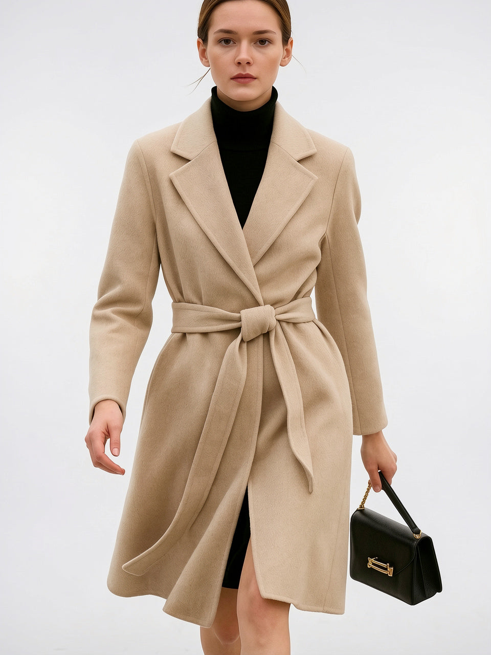Manteau Laine Femme Ceinture Long Hiver - 34