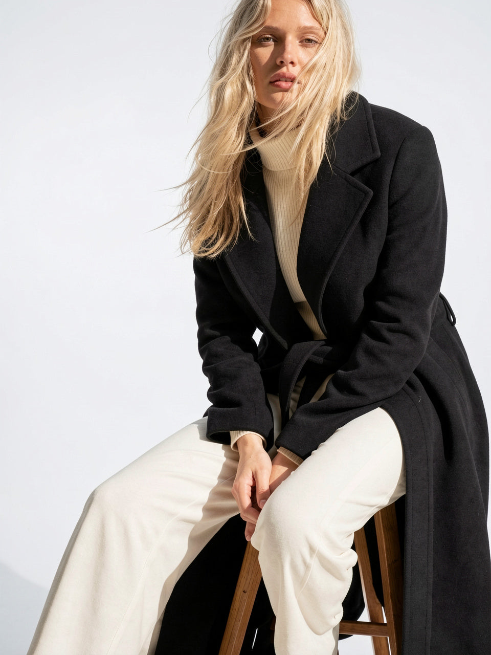 Manteau Laine Femme Ceinture Long Hiver - 5