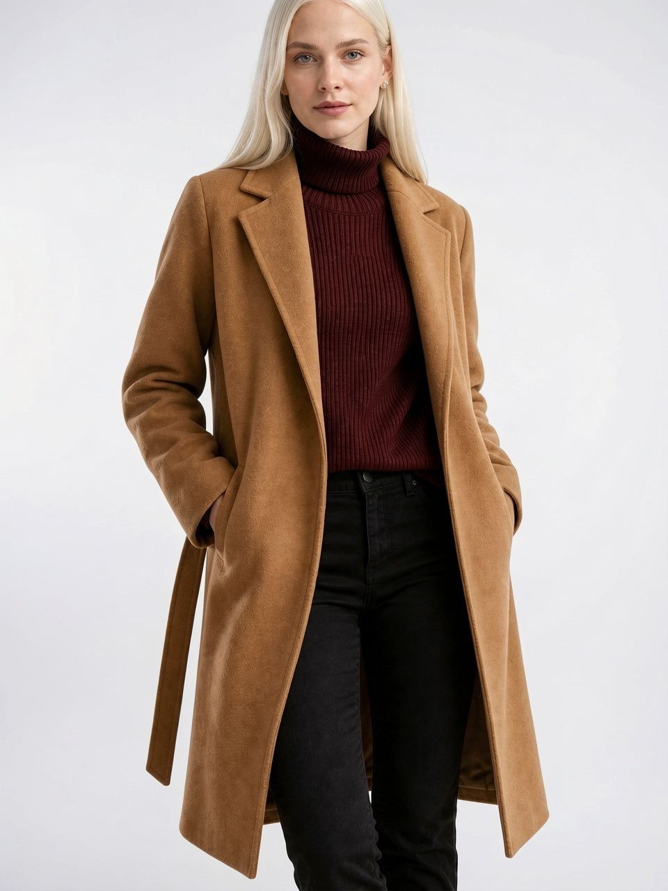 Manteau Laine Femme Ceinture Long Hiver - 7