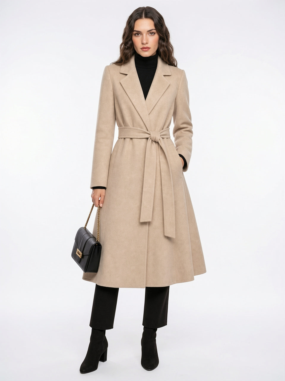 Manteau Laine Femme Ceinture Long Hiver - 9