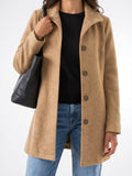 Manteau Laine Femme Coupe Droite Veste - Marron XS