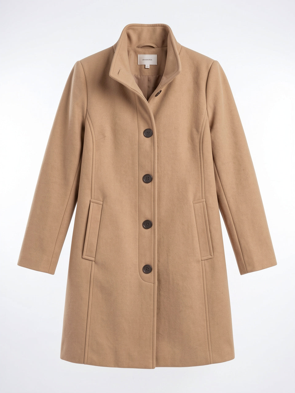Manteau Laine Long Femme Col Montant Trench Hiver - 5