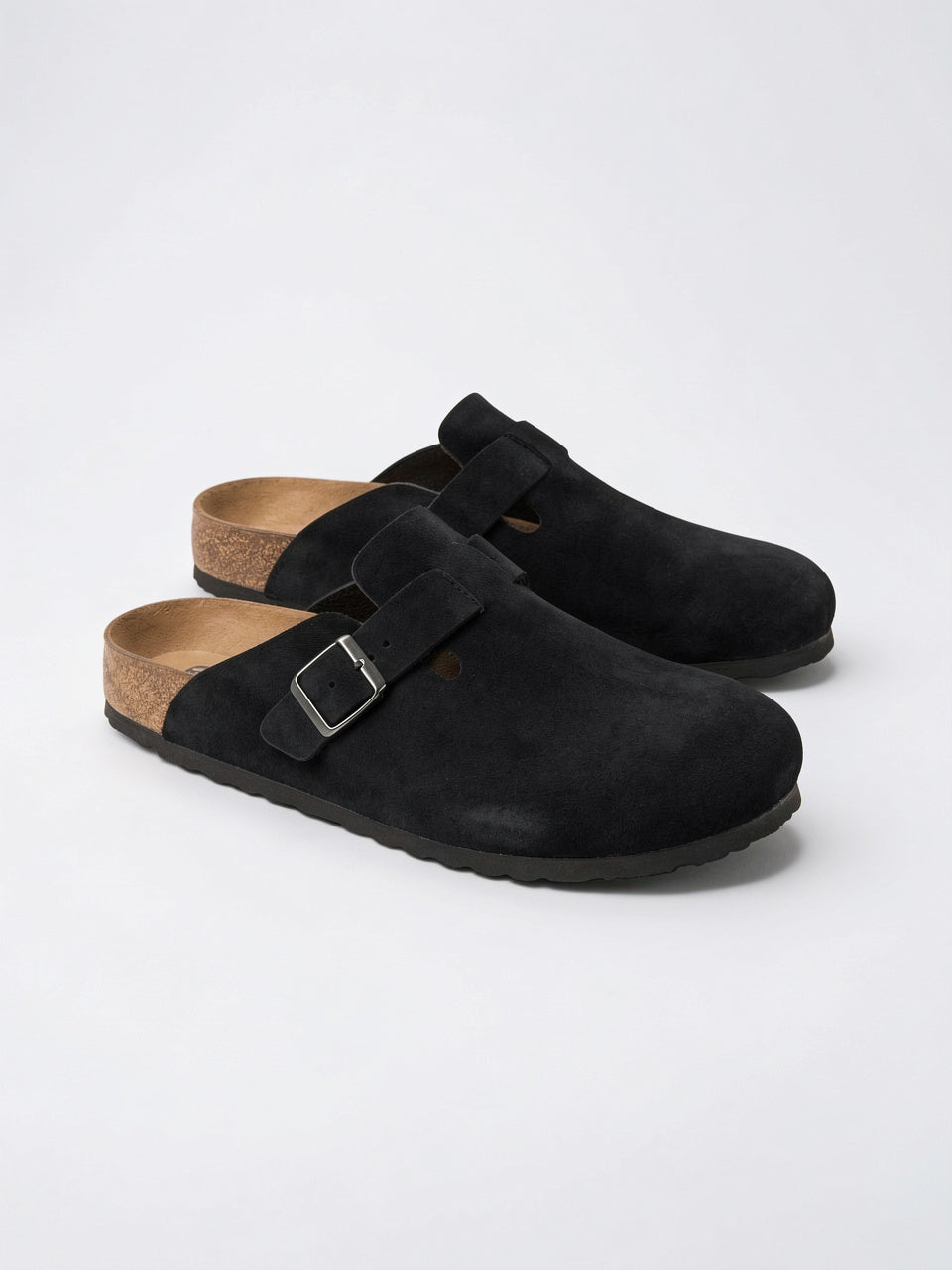 Mules Daim Homme Liège Confort Chaussures Sans Lacets - Noir EU 38 / US 6 / UK 5.5