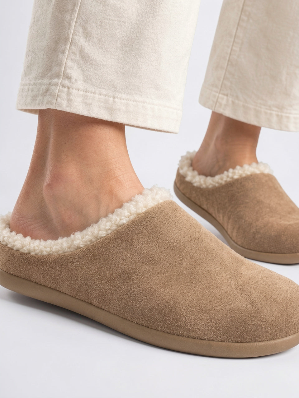 Mules en Laine Daim Pantoufles Femme - 2