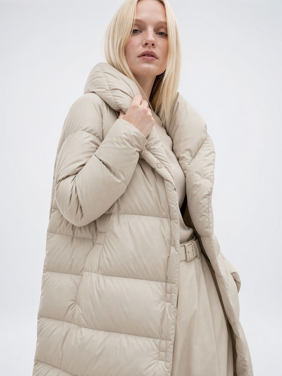 Parka Longue en Duvet Femme Capuche Hiver - Blanc S