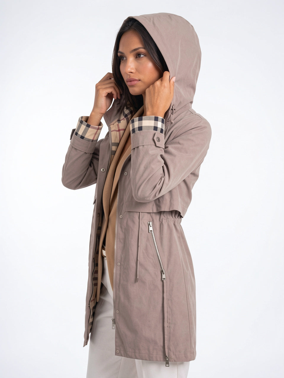 Parka Longue Imperméable Capuche Femme Trench Zippée Léger - 2