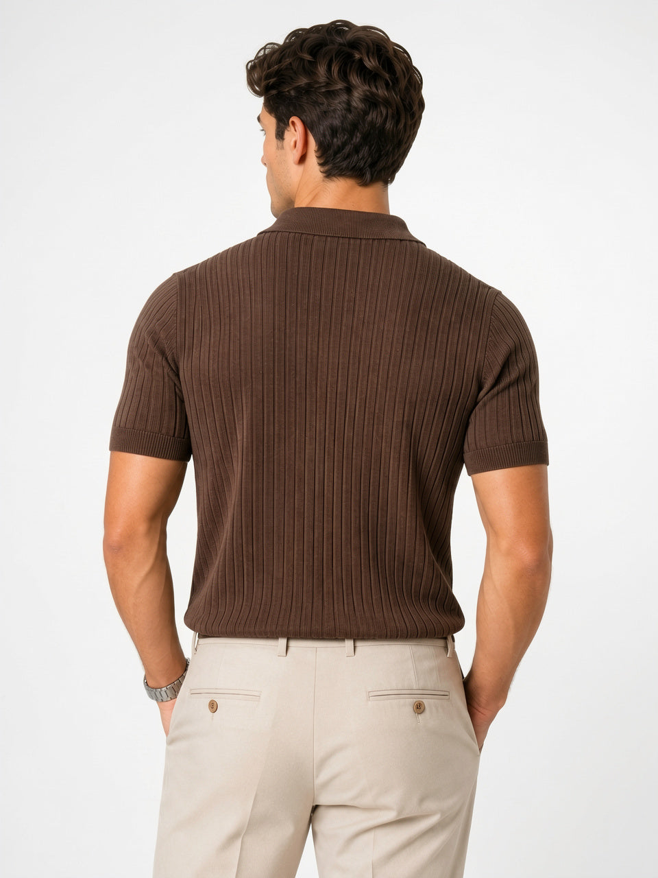 Polo Tricot Côtelé Homme Léger Coupe Respirante Été - 4