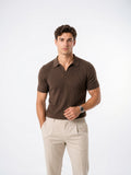 Polo Tricot Côtelé Homme Léger Coupe Respirante Été - Marron S