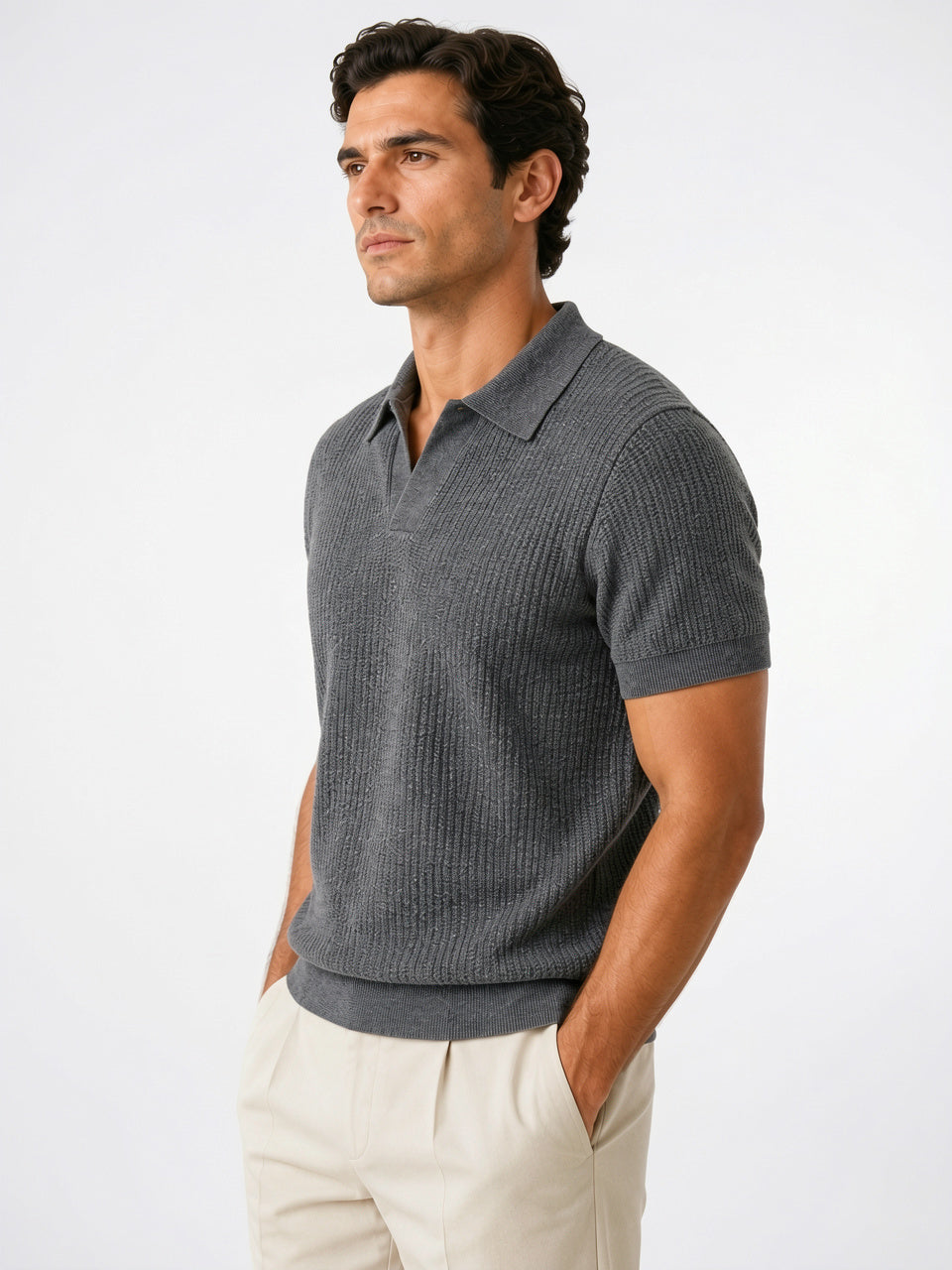 Polo Tricoté Homme Maille Léger Respirant Ajusté Décontracté - 2