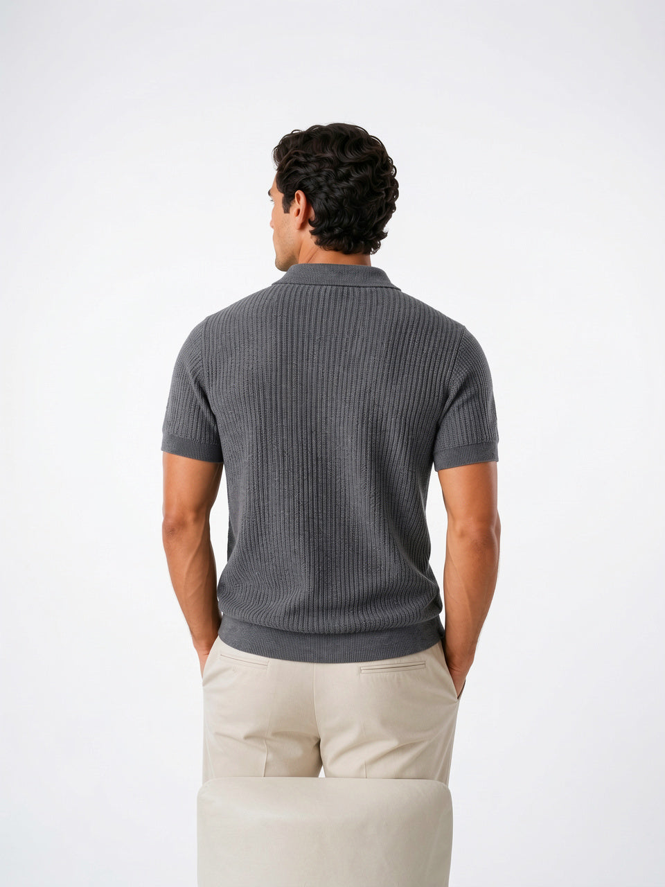 Polo Tricoté Homme Maille Léger Respirant Ajusté Décontracté - 4
