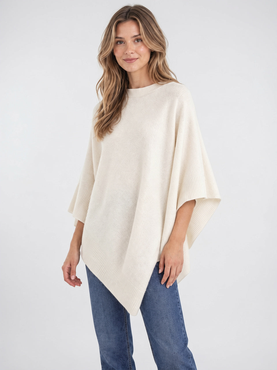 Poncho Tricot Femme Col Bateau Ourlet Asymétrique Large - 12