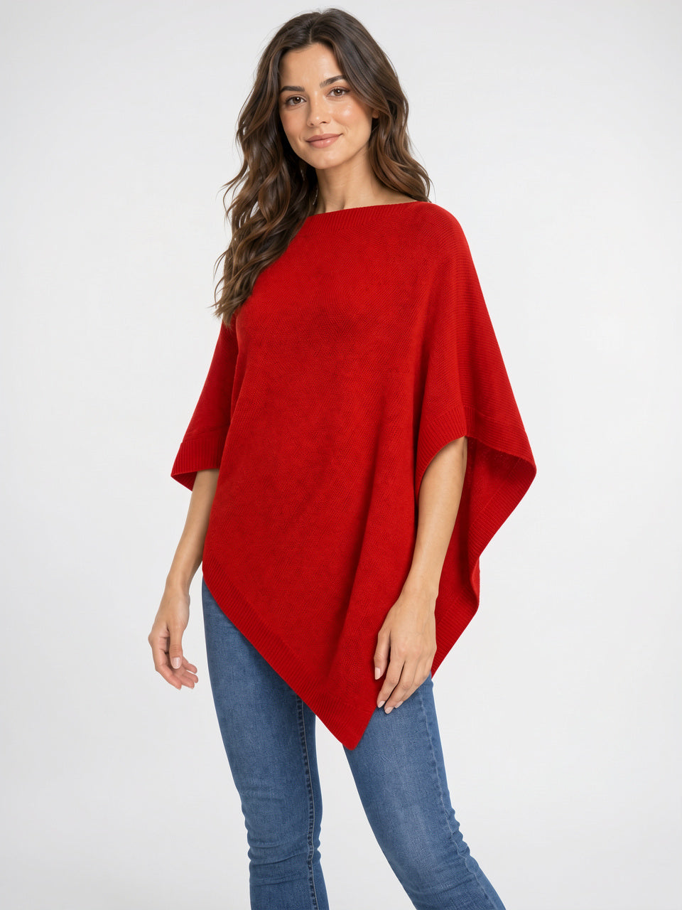 Poncho Tricot Femme Col Bateau Ourlet Asymétrique Large - 7