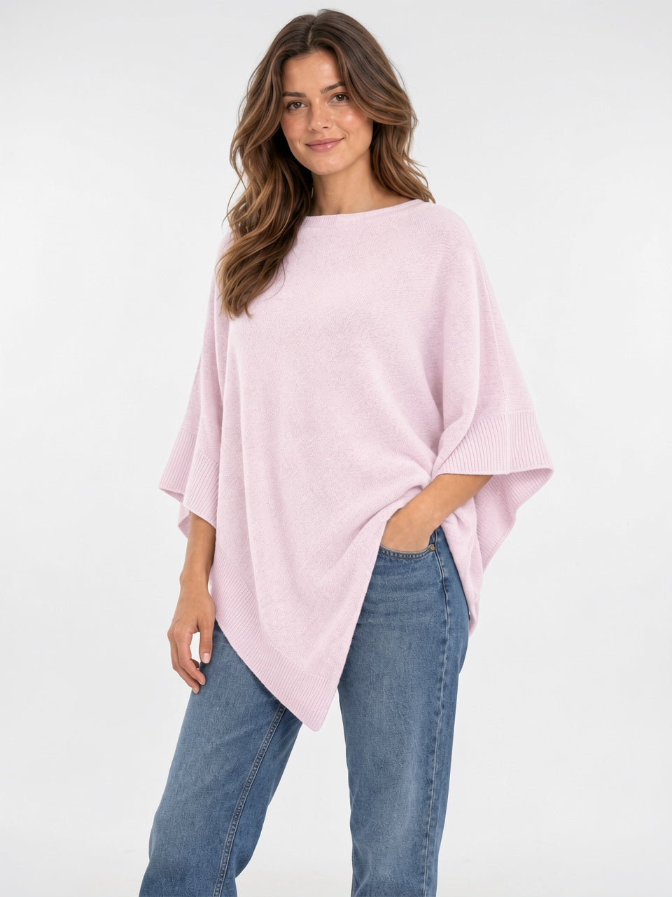 Poncho Tricot Femme Col Bateau Ourlet Asymétrique Large - 8