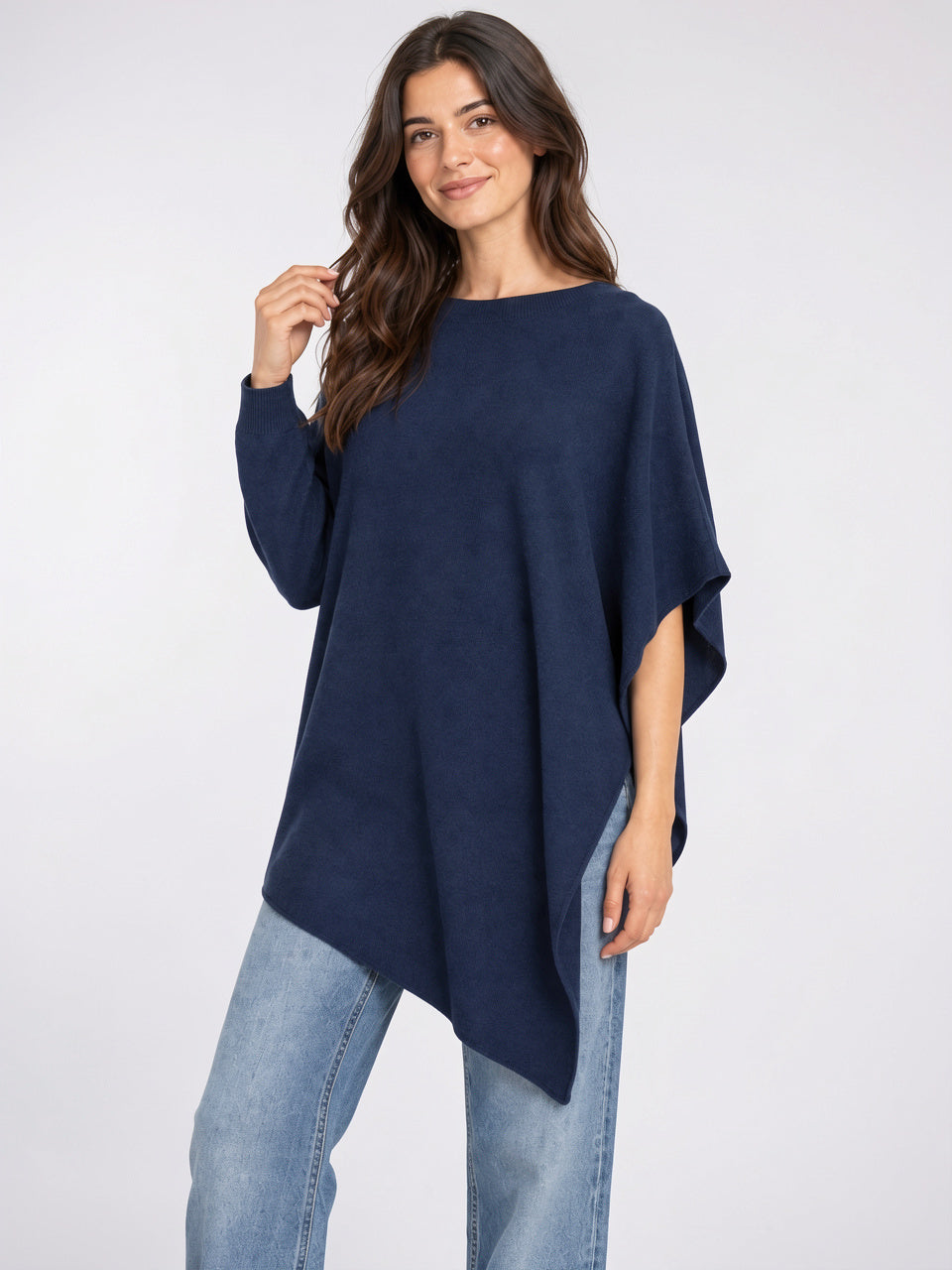 Poncho Tricot Femme Col Bateau Ourlet Asymétrique Large - 9