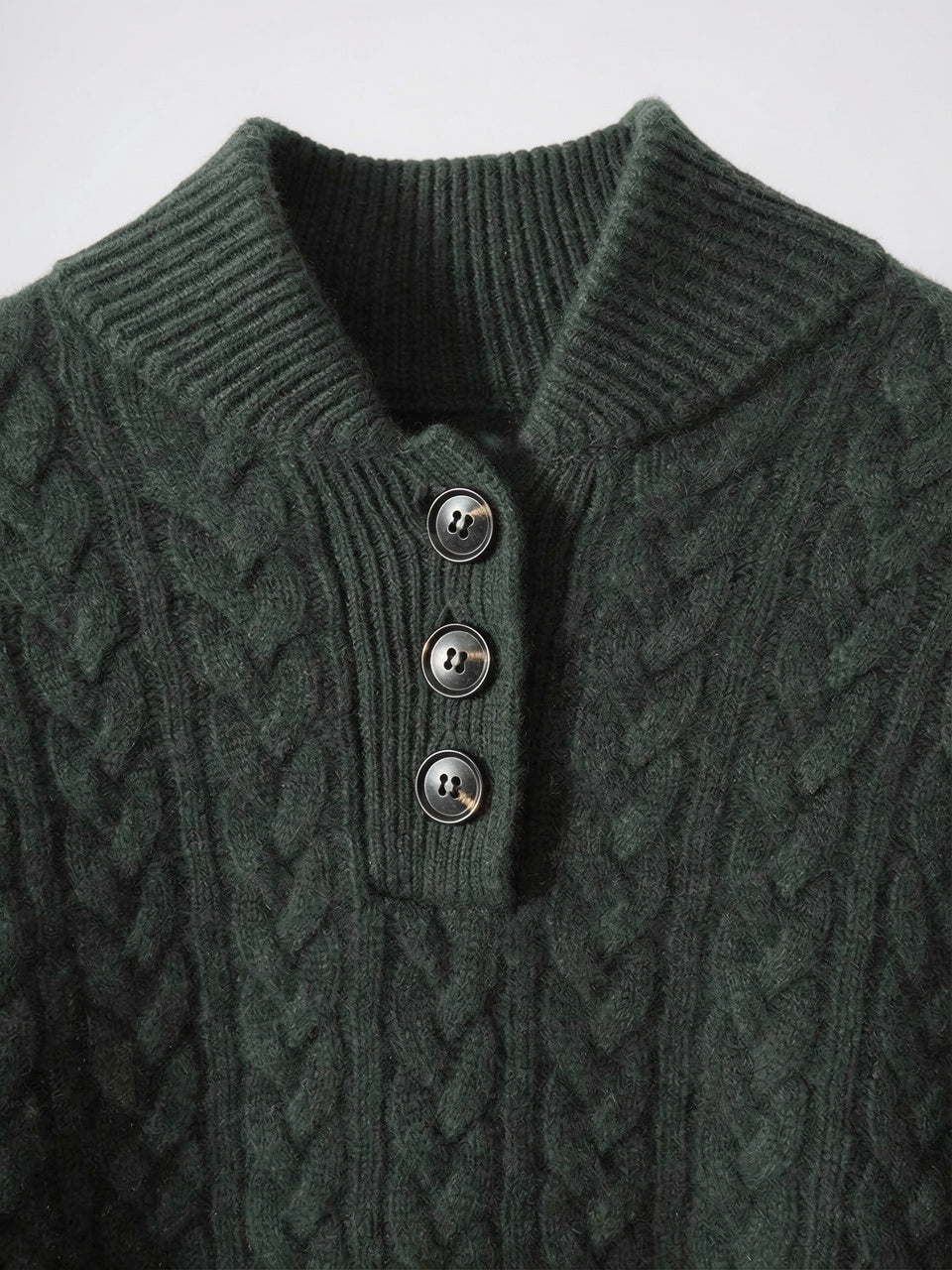 Pull Cachemire Boutonné Col Montant Femme Torsadé - 30